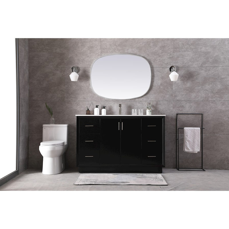 Elegant Lighting Hayes 54"L Single Vanity Sink, Black