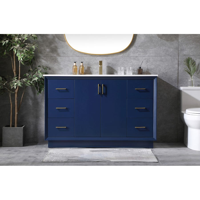 Elegant Lighting Hayes 54"L Single Vanity Sink, Blue