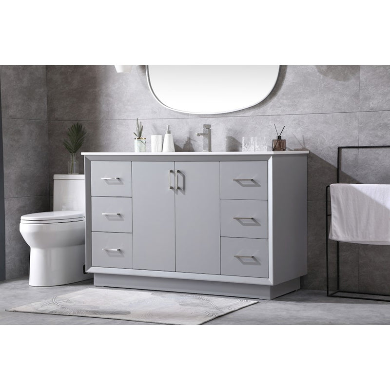 Elegant Lighting Hayes 54"L Single Vanity Sink, Grey