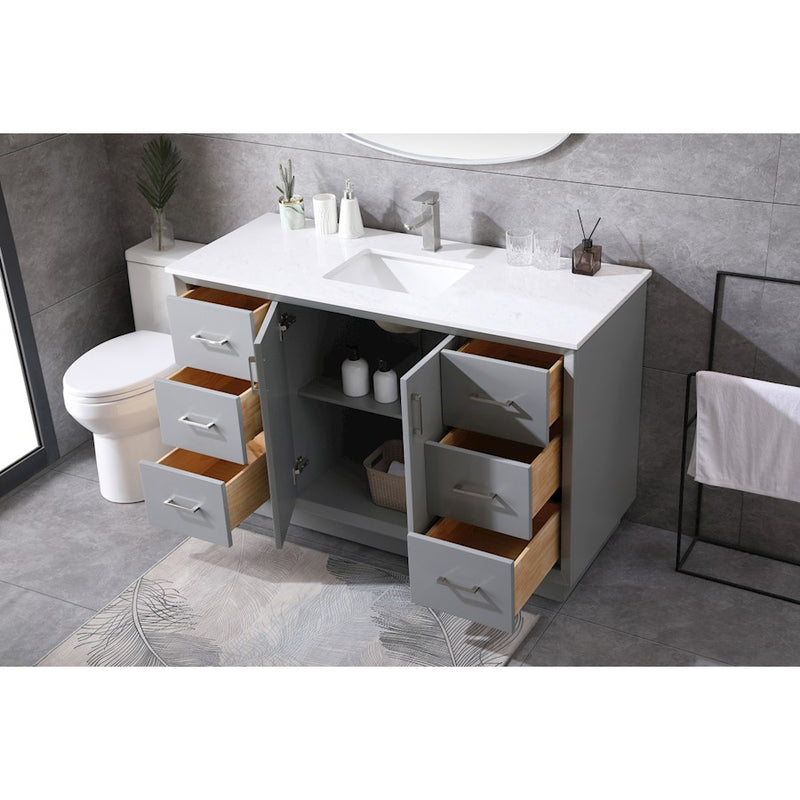 Elegant Lighting Hayes 54"L Single Vanity Sink, Grey
