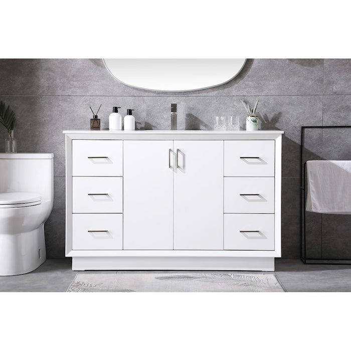 Elegant Lighting Hayes 54"L Single Vanity Sink, White