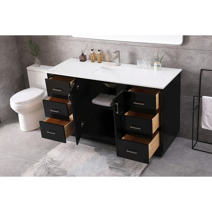 Elegant Lighting Hayes 60"L Single Vanity Sink, Black
