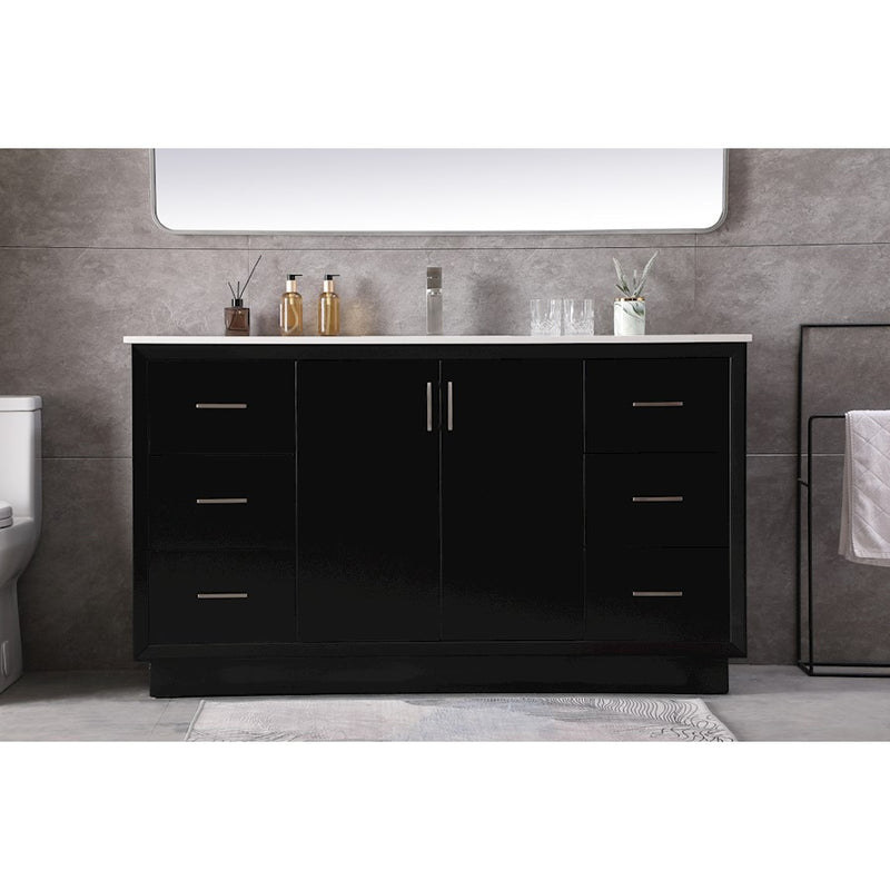 Elegant Lighting Hayes 60"L Single Vanity Sink, Black