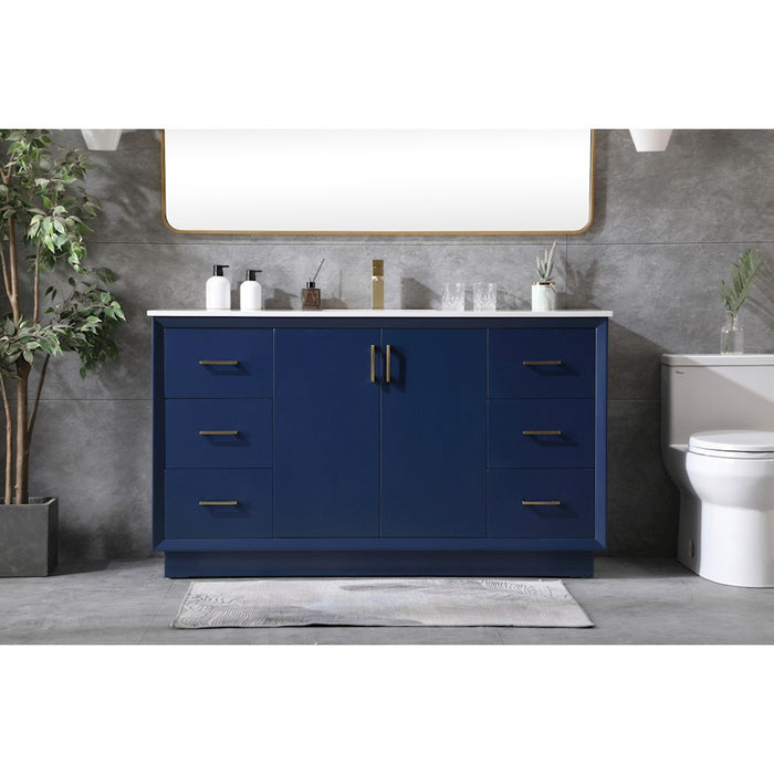 Elegant Lighting Hayes 60"L Single Vanity Sink, Blue