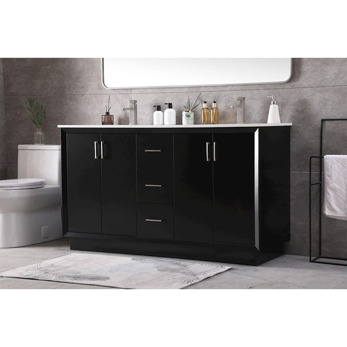 Elegant Lighting Hayes 60"L Double Vanity Sink, Black