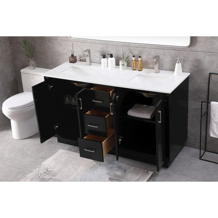 Elegant Lighting Hayes 60"L Double Vanity Sink, Black