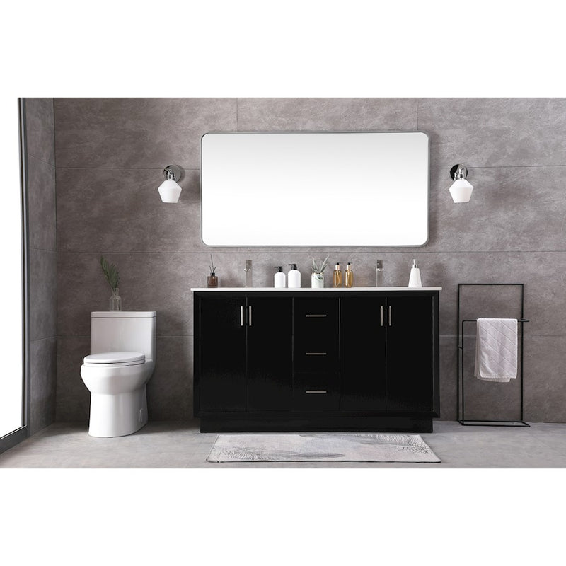 Elegant Lighting Hayes 60"L Double Vanity Sink, Black