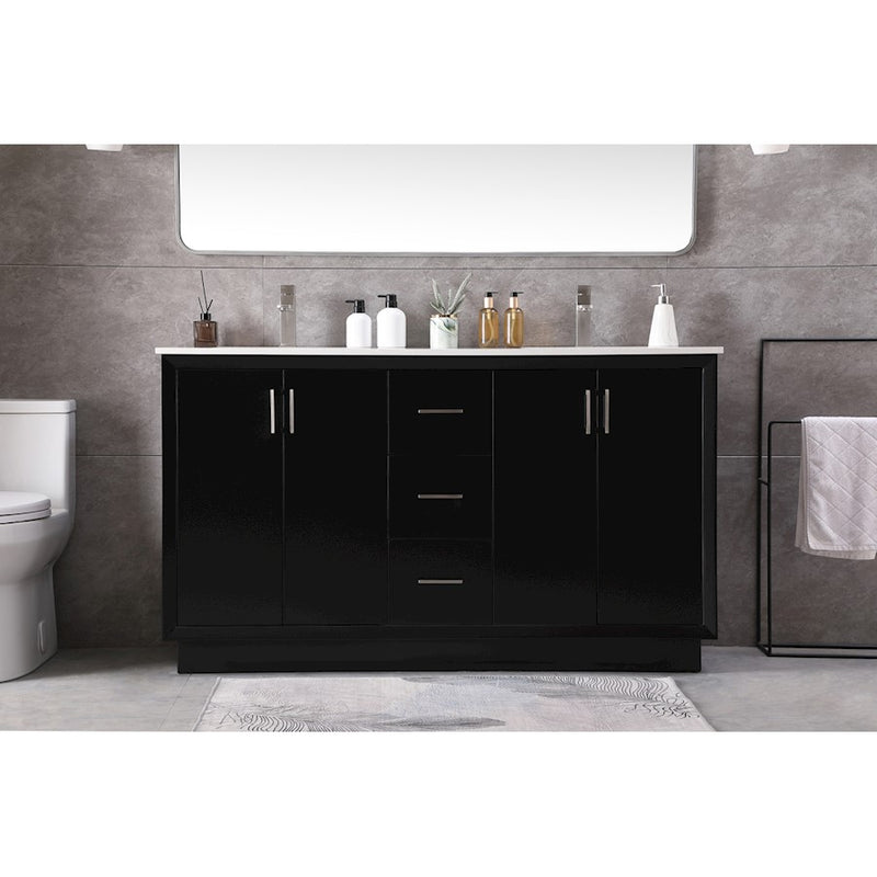 Elegant Lighting Hayes 60"L Double Vanity Sink, Black