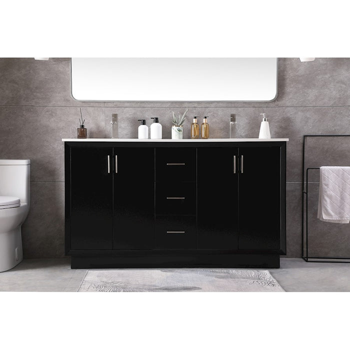 Elegant Lighting Hayes 60"L Double Vanity Sink, Black