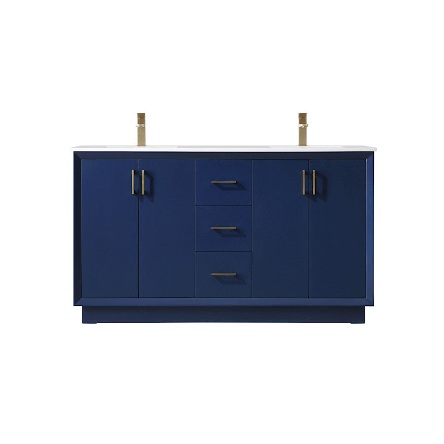 Elegant Lighting Hayes 60"L Double Vanity Sink, Blue - VF19660DBL