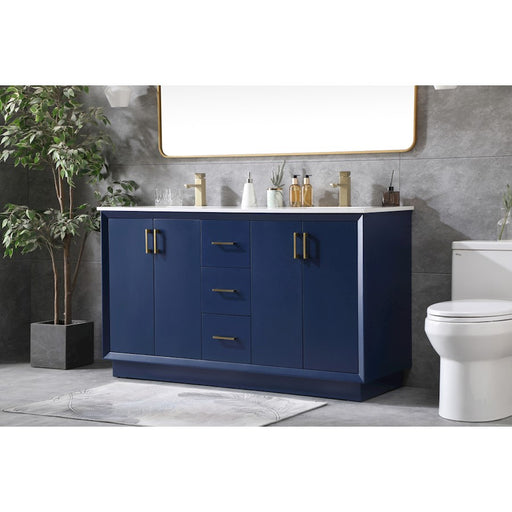 Elegant Lighting Hayes 60"L Double Vanity Sink, Blue