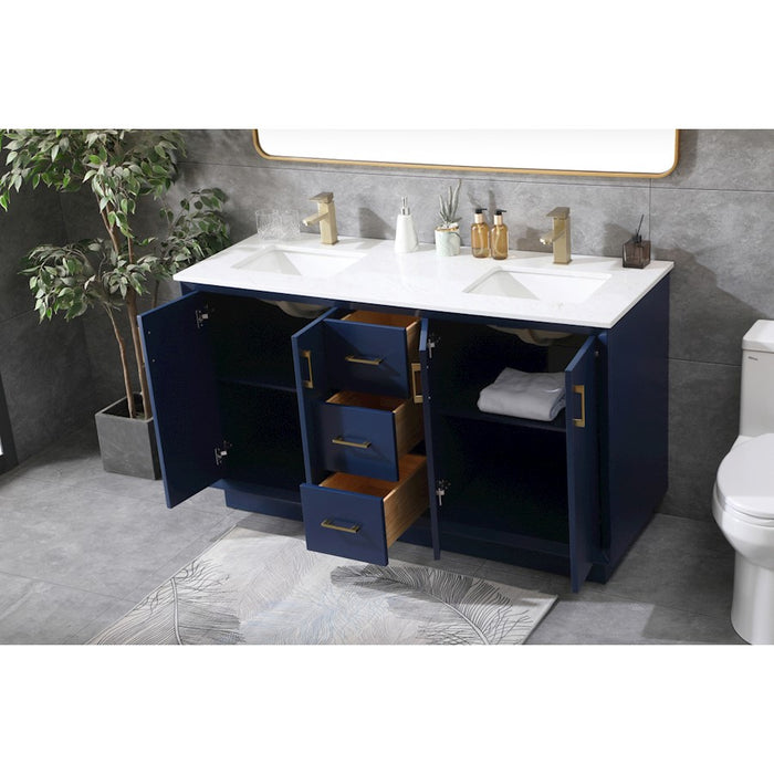 Elegant Lighting Hayes 60"L Double Vanity Sink, Blue