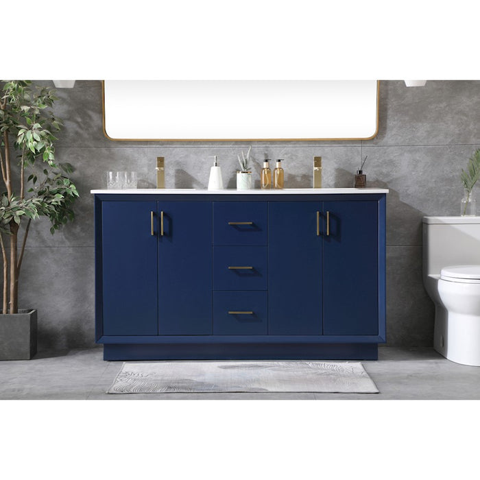 Elegant Lighting Hayes 60"L Double Vanity Sink, Blue