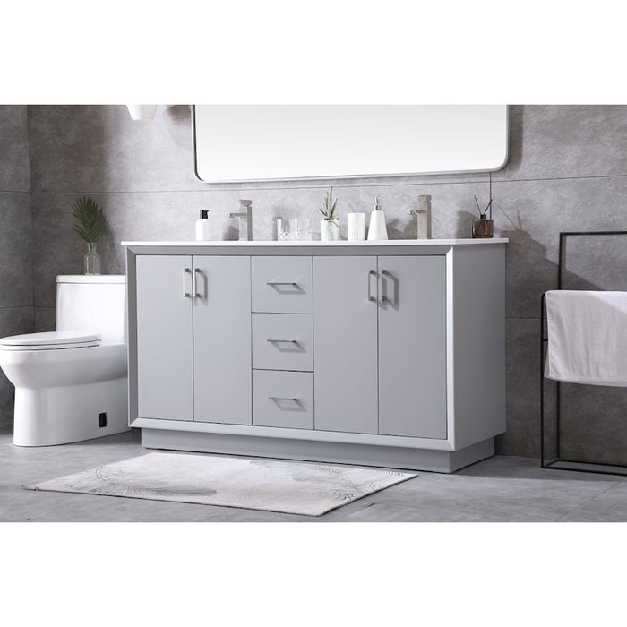Elegant Lighting Hayes 60"L Double Vanity Sink, Grey