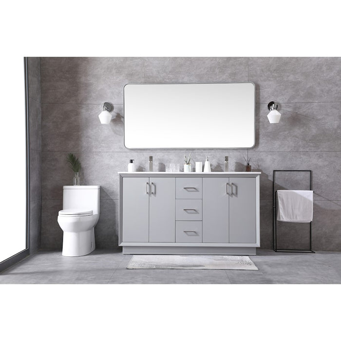 Elegant Lighting Hayes 60"L Double Vanity Sink, Grey