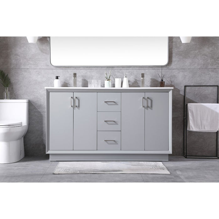 Elegant Lighting Hayes 60"L Double Vanity Sink, Grey
