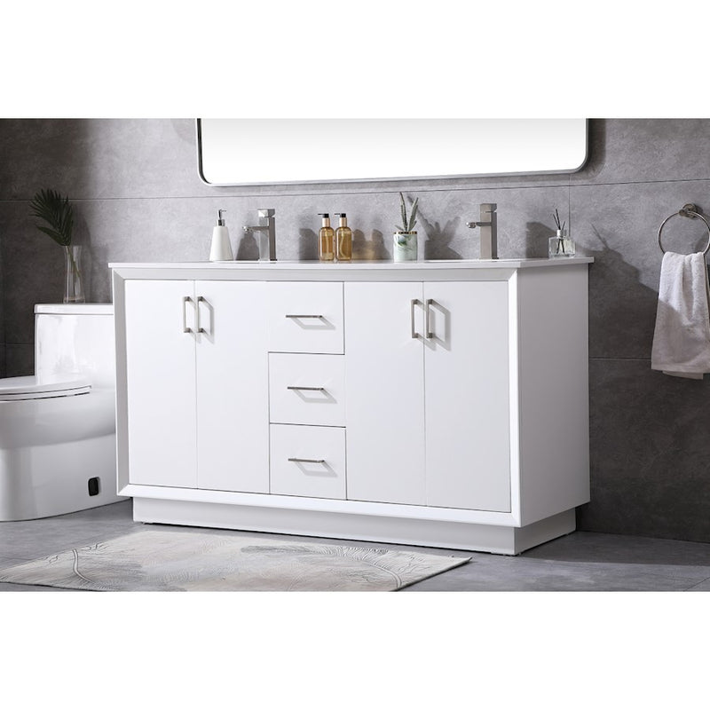 Elegant Lighting Hayes 60"L Double Vanity Sink, White
