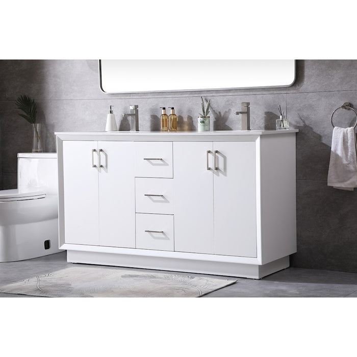 Elegant Lighting Hayes 60"L Double Vanity Sink, White