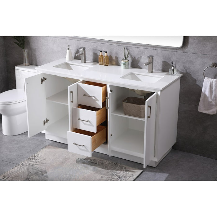 Elegant Lighting Hayes 60"L Double Vanity Sink, White