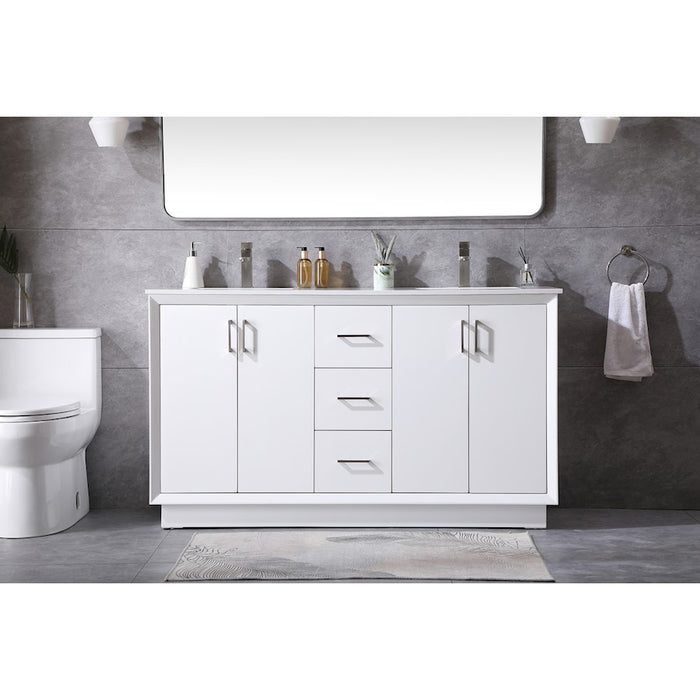 Elegant Lighting Hayes 60"L Double Vanity Sink, White