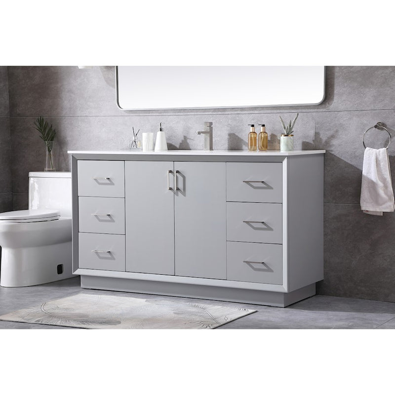 Elegant Lighting Hayes 60"L Single Vanity Sink, Grey