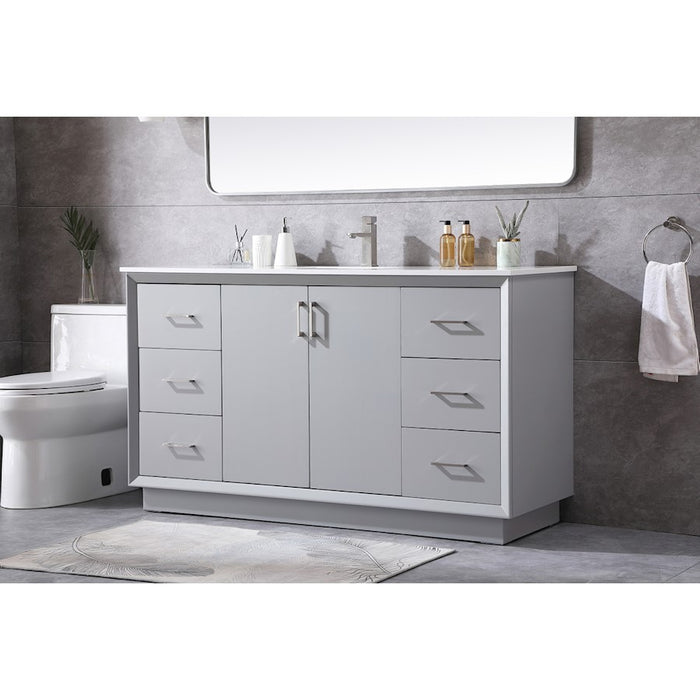 Elegant Lighting Hayes 60"L Single Vanity Sink, Grey