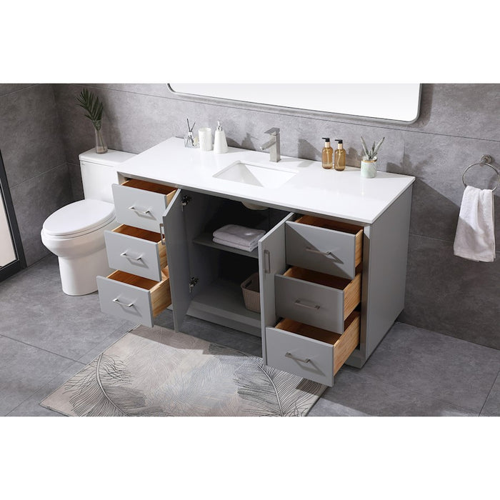 Elegant Lighting Hayes 60"L Single Vanity Sink, Grey