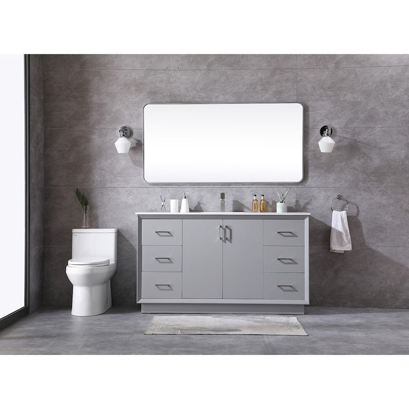 Elegant Lighting Hayes 60"L Single Vanity Sink, Grey
