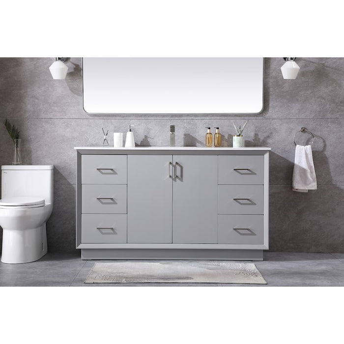 Elegant Lighting Hayes 60"L Single Vanity Sink, Grey