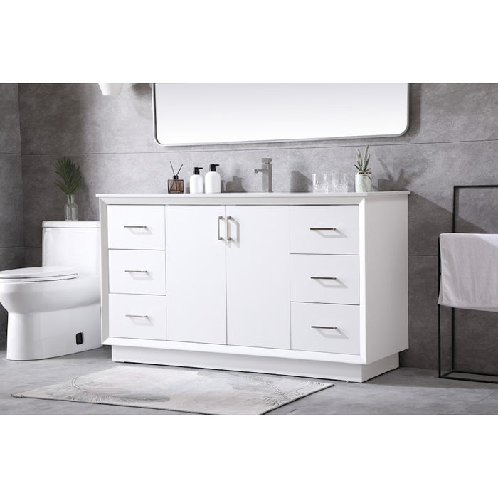 Elegant Lighting Hayes 60"L Single Vanity Sink, White
