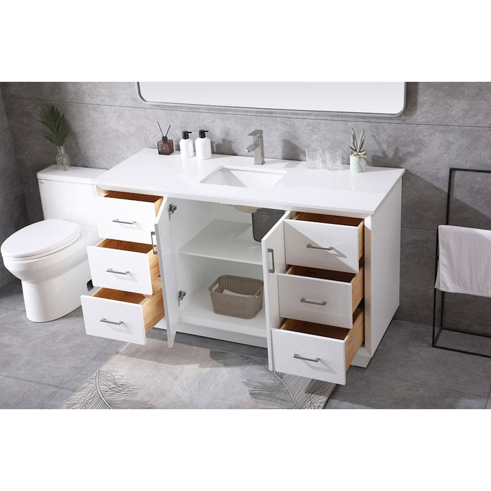 Elegant Lighting Hayes 60"L Single Vanity Sink, White