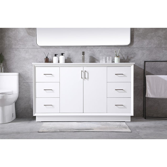 Elegant Lighting Hayes 60"L Single Vanity Sink, White