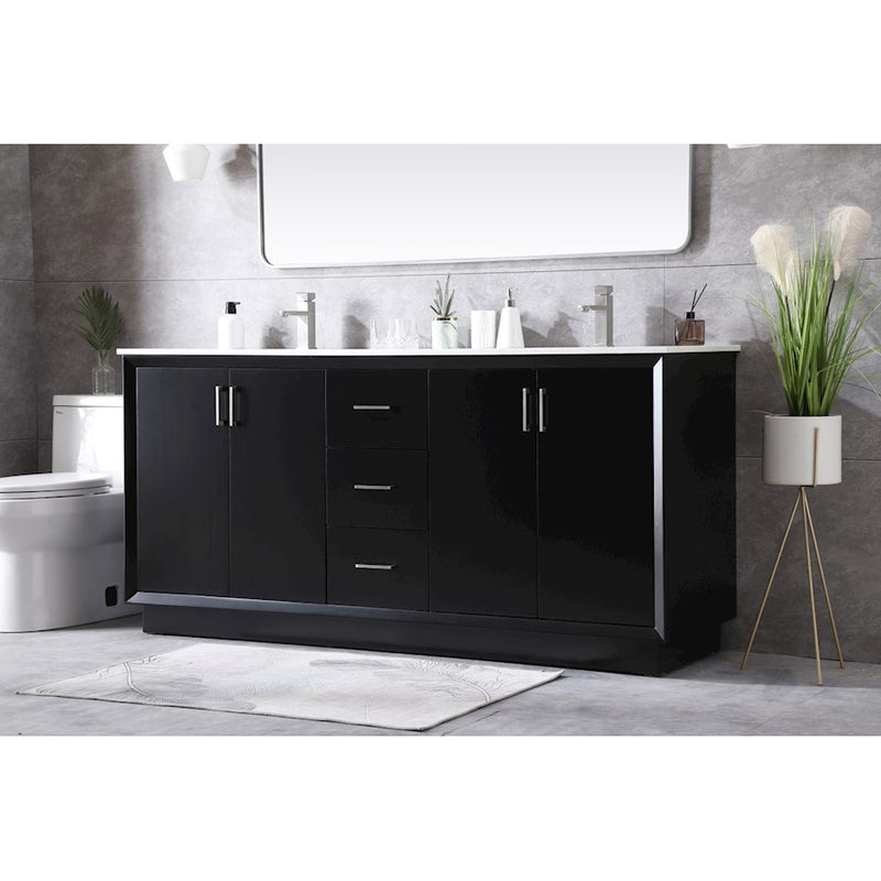 Elegant Lighting Hayes 72"L Double Vanity Sink, Black