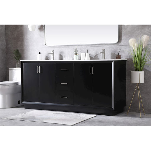 Elegant Lighting Hayes 72"L Double Vanity Sink, Black