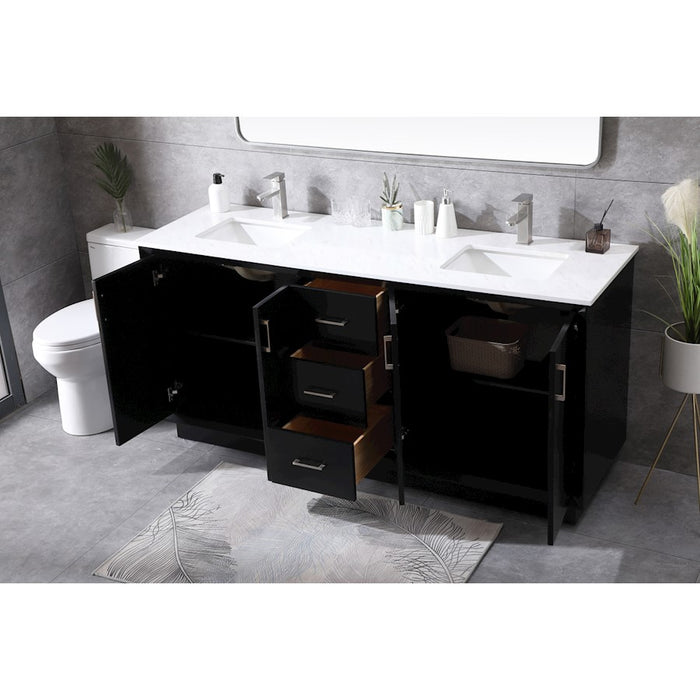 Elegant Lighting Hayes 72"L Double Vanity Sink, Black