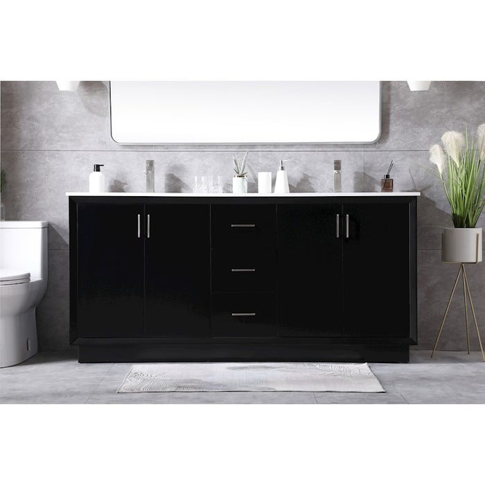 Elegant Lighting Hayes 72"L Double Vanity Sink, Black