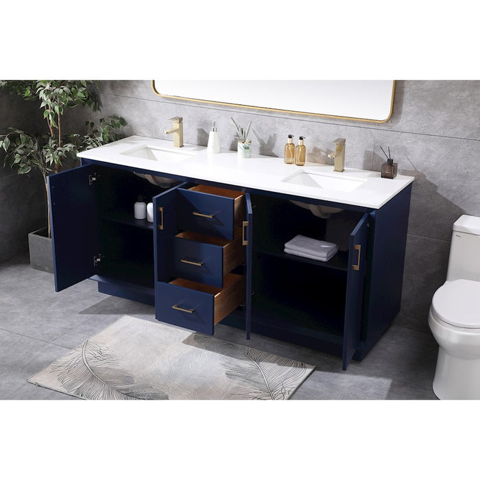 Elegant Lighting Hayes 72"L Double Vanity Sink, Blue