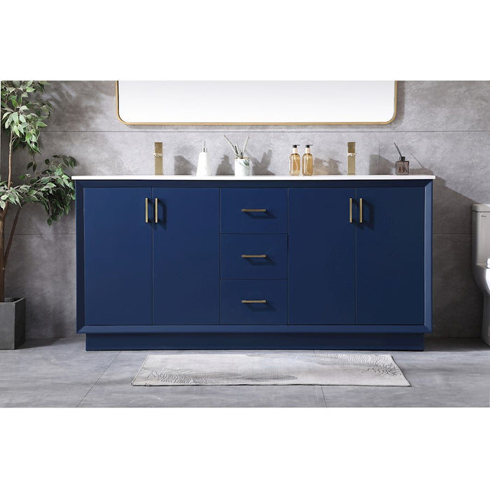 Elegant Lighting Hayes 72"L Double Vanity Sink, Blue
