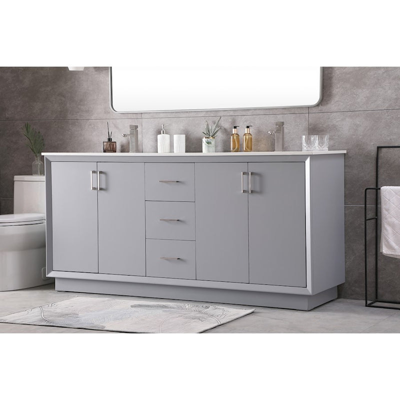 Elegant Lighting Hayes 72"L Double Vanity Sink, Grey