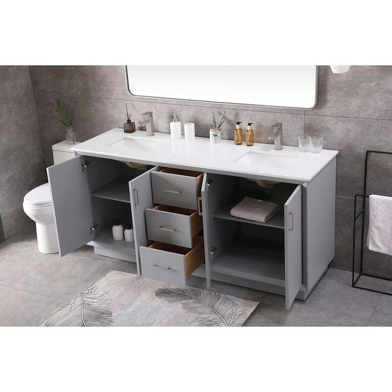 Elegant Lighting Hayes 72"L Double Vanity Sink, Grey