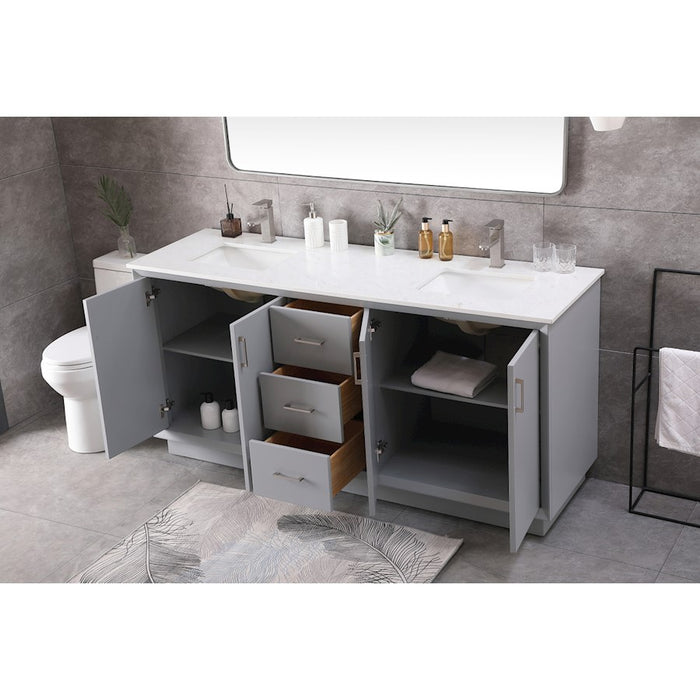 Elegant Lighting Hayes 72"L Double Vanity Sink, Grey