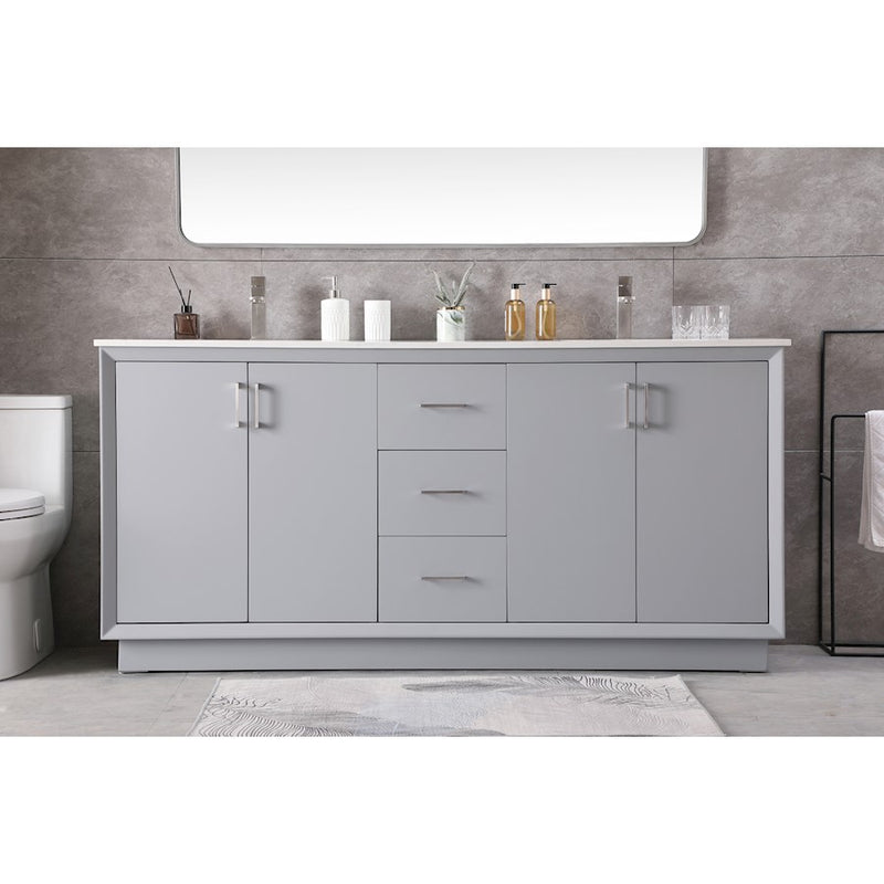 Elegant Lighting Hayes 72"L Double Vanity Sink, Grey