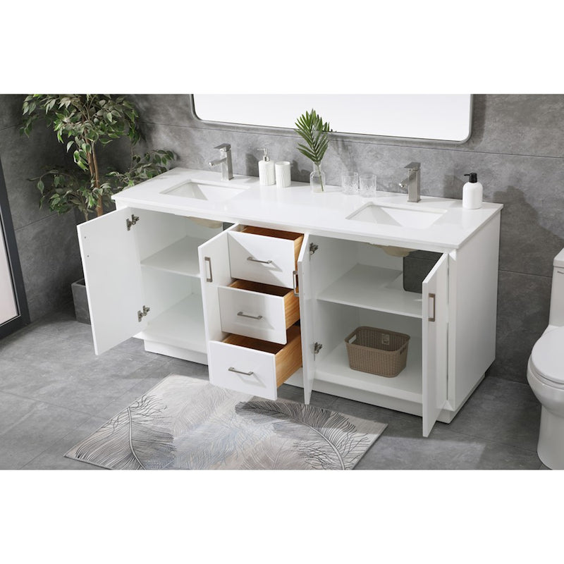 Elegant Lighting Hayes 72"L Double Vanity Sink, White