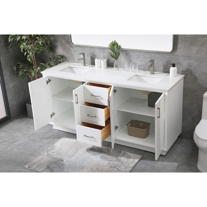 Elegant Lighting Hayes 72"L Double Vanity Sink, White