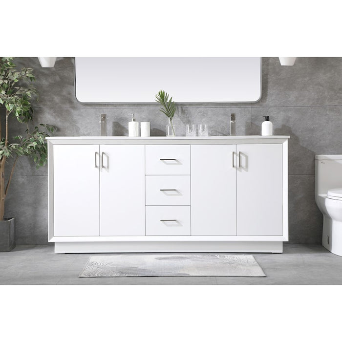 Elegant Lighting Hayes 72"L Double Vanity Sink, White
