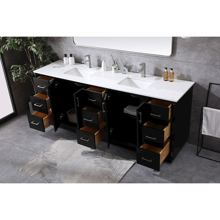 Elegant Lighting Hayes 84"L Double Vanity Sink, Black