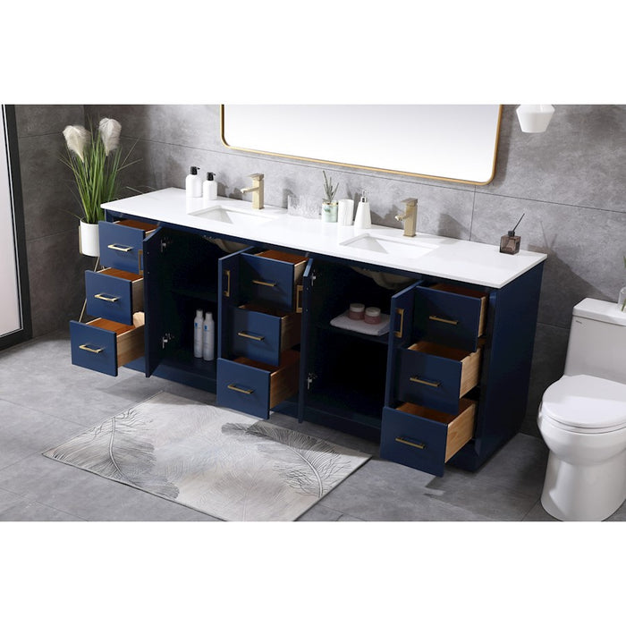 Elegant Lighting Hayes 84"L Double Vanity Sink, Blue
