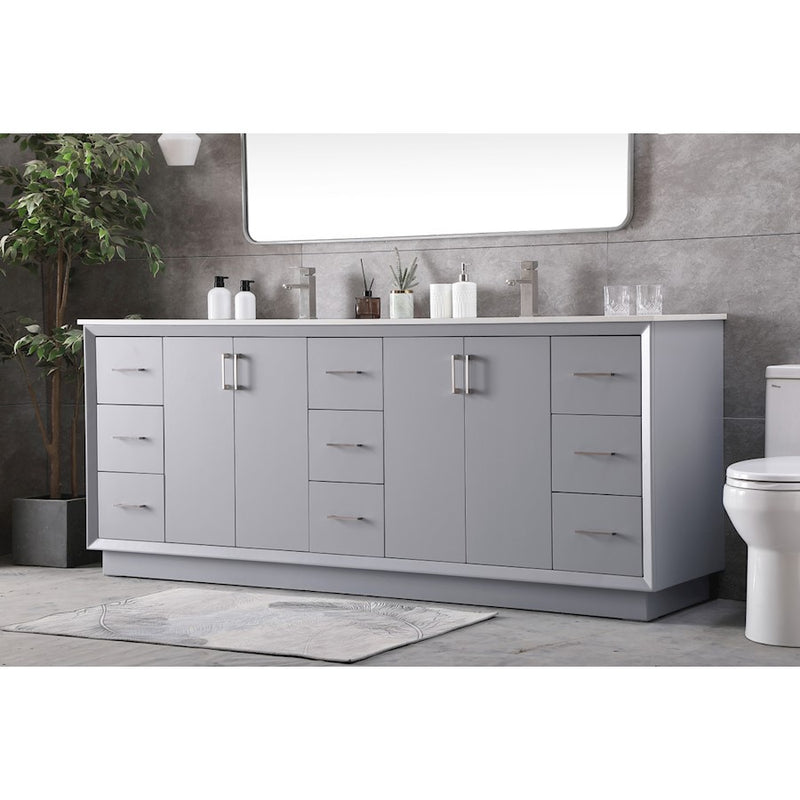 Elegant Lighting Hayes 84"L Double Vanity Sink, Grey