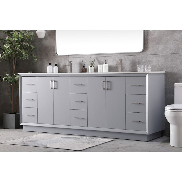 Elegant Lighting Hayes 84"L Double Vanity Sink, Grey