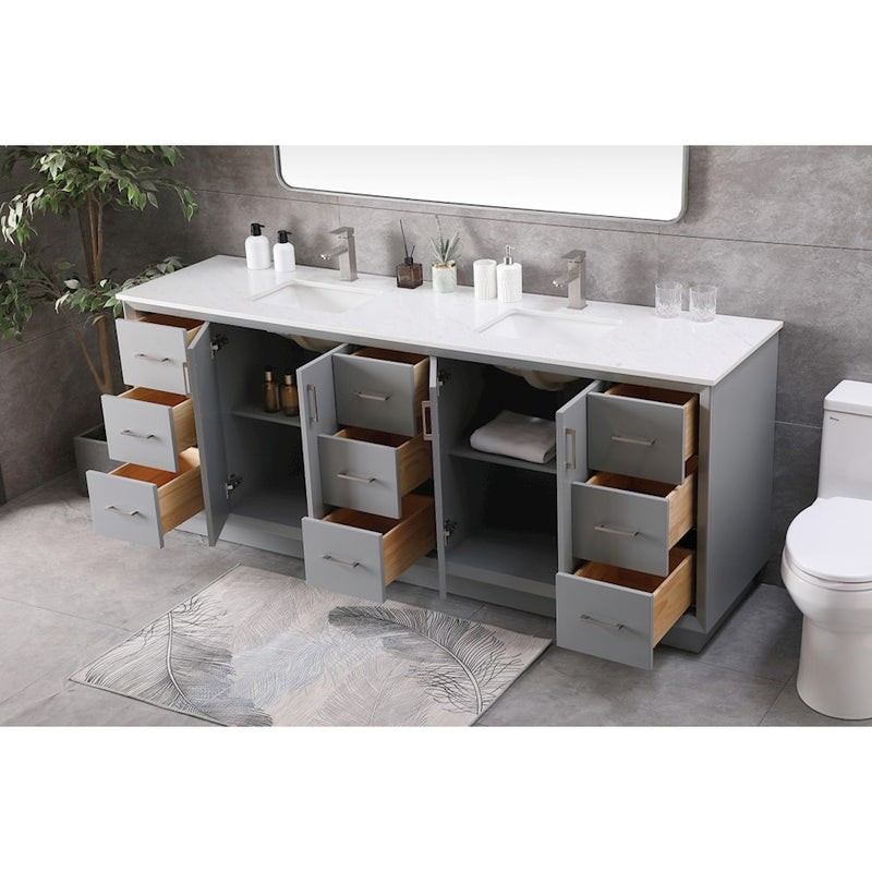 Elegant Lighting Hayes 84"L Double Vanity Sink, Grey